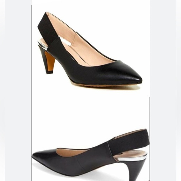 French Connection Kourtney women’s blk leather sling back pump 2 1/2 in 7.5 38 - Picture 1 of 16